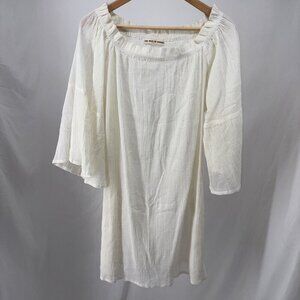 Anouska Love Shack Tunic Dress Ivory Textured 100% Cotton One Size 22" p2p